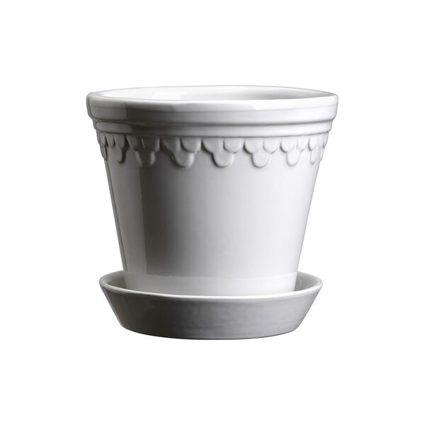 Københavner GLAZED krukke med underfat, mineral white Københavner GLAZED krukke med underfat, mineral white, Bergs Potter