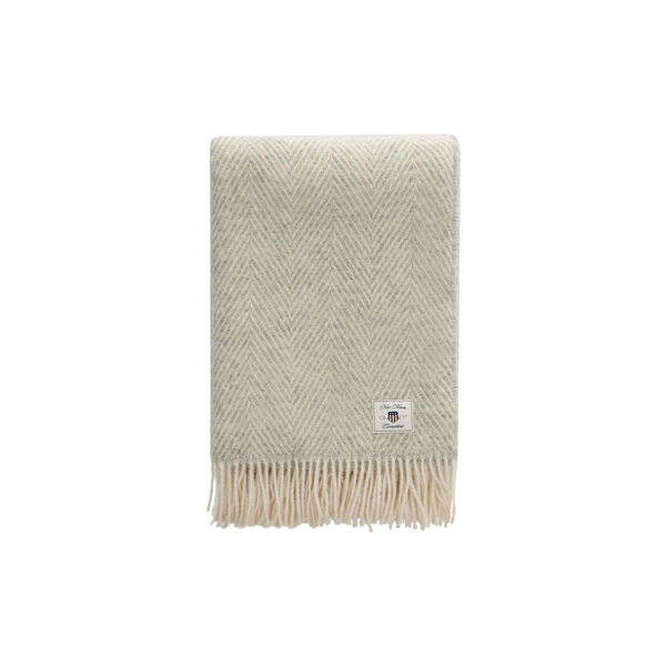 Herringbone ullpledd, light grey, Gant