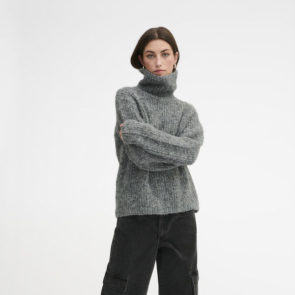MeenaMW Knit Rollneck, iron grey melange, My Essential Wardrobe