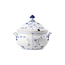Musselmalt Riflet terrin med l&aring;g 460 cl, Royal Copenhagen