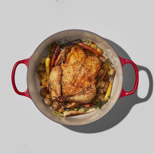 Signature st&oslash;pejern rund gryte &Oslash; 26 cm, cerise, Le Creuset