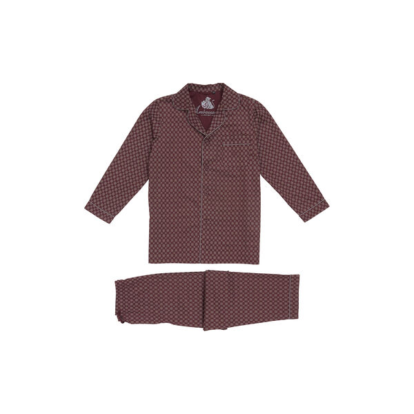 Megeve pyjamas, bordeaux off/white print/grey piping, Ambassador 1867