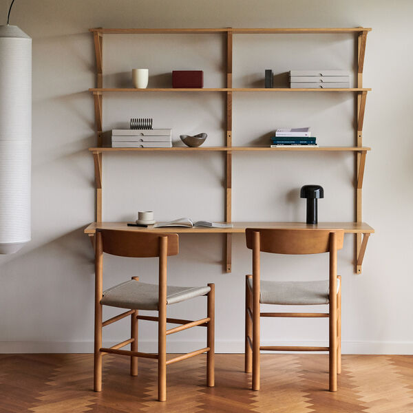 J39 Mogensen stol med polstret sete, vintage lakkert/natural canvas, Fredericia Furniture