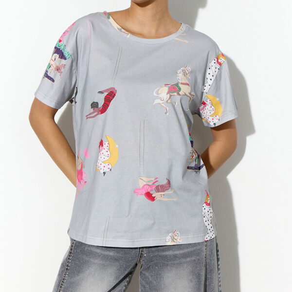 Mirage T-shirt, grey showstopper art print, HUNK&Oslash;N
