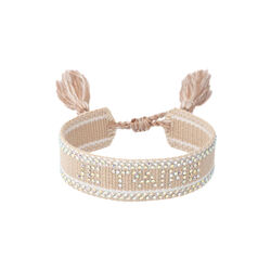 Woven Friendship armb&aring;nd W/Crystals je t'aime, sand, DARK department