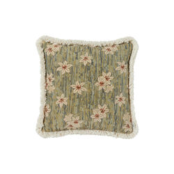 Annie flowers fringe pute 40x40, green/blue, Kitty Sablu