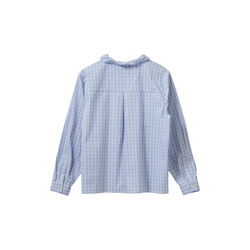 BelleSW Check Frill Placket Shirt, blue, Sofie Schnoor
