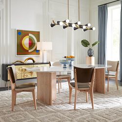 Rive Gauche spisestol, olive skinn/oatmeal lin/aske, Jonathan Adler