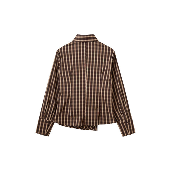 PAIGESW CHECKED ASYMMETRIC SHIRT, brown check, Sofie Schnoor