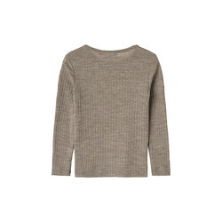 Wool Silk t-shirt L/S Alfie, 3204 khaki melange, Wheat