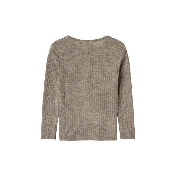 Wool Silk t-shirt L/S Alfie, 3204 khaki melange, Wheat