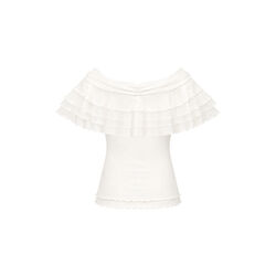 &Eacute;louise Ruffle Offshoulder top, ivory, N&uacute;noo