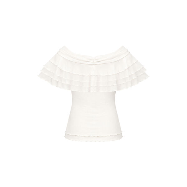 &Eacute;louise Ruffle Offshoulder top, ivory, N&uacute;noo