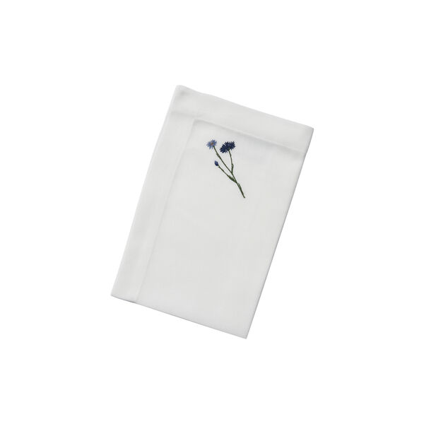FLORA serviett med kornblomst 50x50 cm, hvit, Langkilde & S&oslash;n