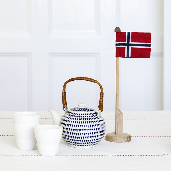 Bordflaggstang norsk flagg, r&oslash;d, hvit, bl&aring;, Langkilde & S&oslash;n