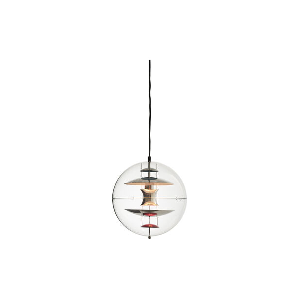 VP Globe Pendant, chrome/red/blue, Ø 28 cm, Verpan