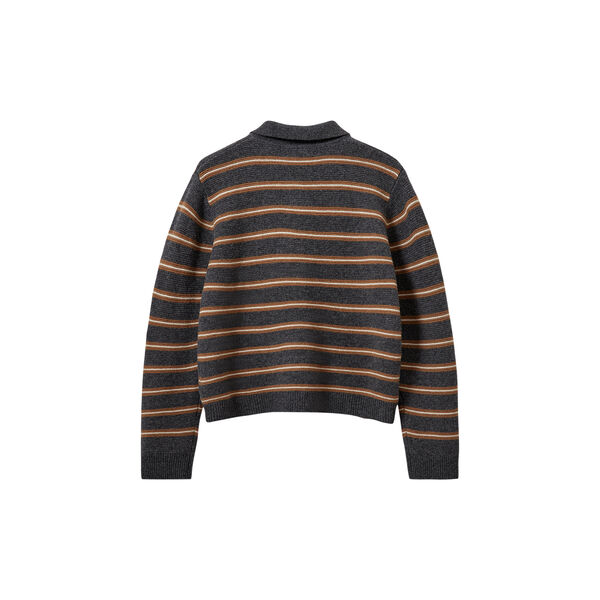 STORMASW STRIPED KNIT POLO, dark grey melange, Sofie Schnoor