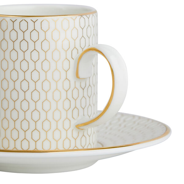 Gio&nbsp;Gold espressokopp&nbsp;og&nbsp;asjett, gull/hvit, Wedgwood