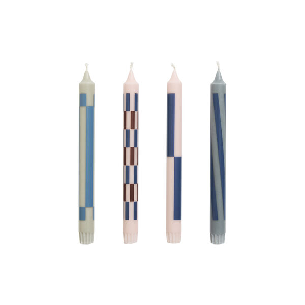 Pattern stearinlys sett med 4 stk., light pink/blues, HAY