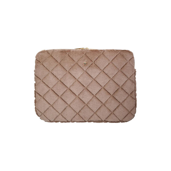 Faux Fur Quilted Mac Cover, warm taupe, DARK department