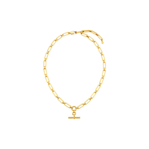 LUXE Line&aelig;rt T-Bar halskjede, 18k gold, Orelia