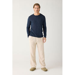 FIG loose linen pants - GOTS/Vegan, yarndyed - light feather gray, KnowledgeCotton Apparel 