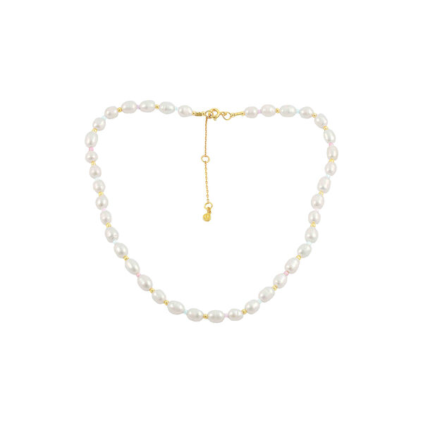 Pastel perlesmykke, gull/hvit, Hultquist Copenhagen