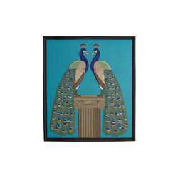 Peacock beaded art - veggdekorasjon, dristig turkis, Jonathan Adler