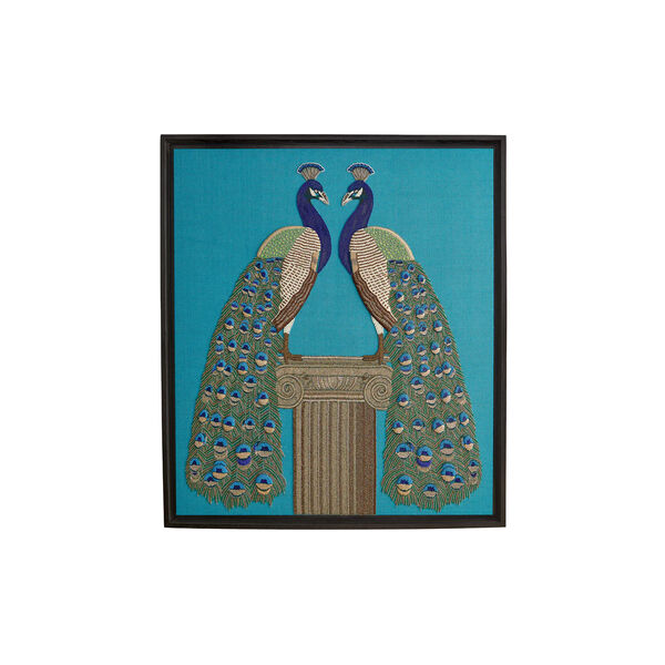Peacock beaded art - veggdekorasjon, dristig turkis, Jonathan Adler