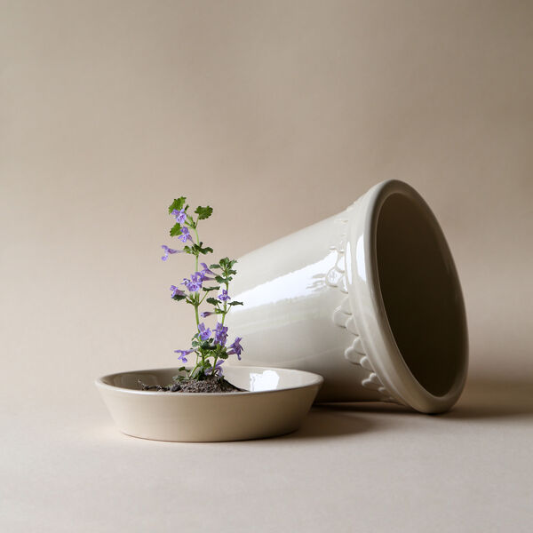 Københavner GLAZED krukke med underfat, sand stone, Bergs Potter