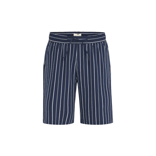 CFKAI SS Striped Seersucker Shorts, navy blazer, Casual Friday
