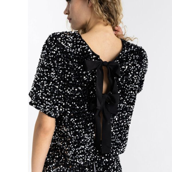 Sequins jacket with ribbons, black/silver Sequins jacket with ribbons, black/silver, Coster Copenhagen