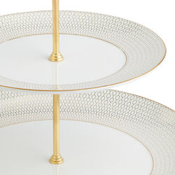 Gio Gold kakestativ to etasjer, gull/hvit, Wedgwood