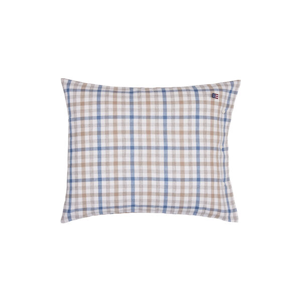 Cotton Flannel Putetrekk, misty blue/beige/white, Lexington