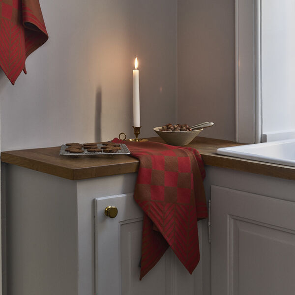 Christmas oppvaskh&aring;ndkle, archive red, Georg Jensen Damask