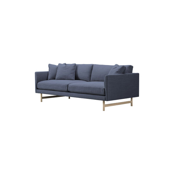 5552 Calmo 95 2-seter sofa, dark blue/lakkert eik, Fredericia Furniture