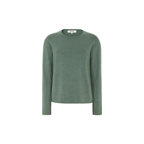 SRMarla O-neck Knit Roll Edge, balsam green melange, Soft Rebels