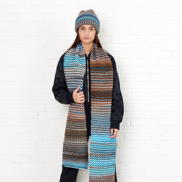 SPACE skjerf, turquoise/brown, Bella Ballou