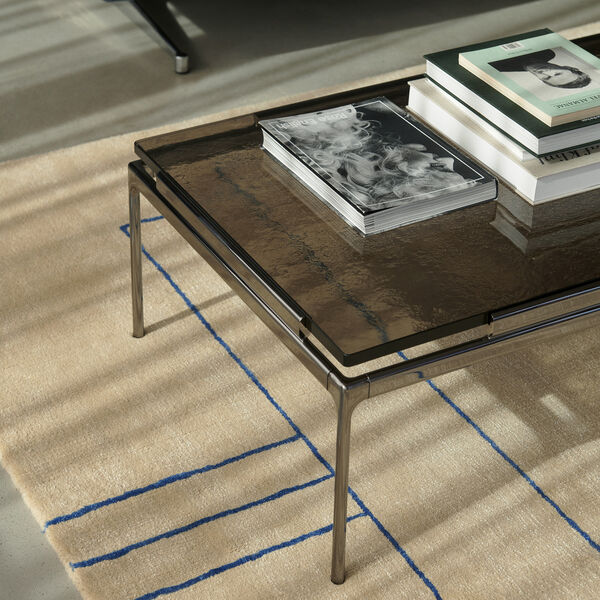 Sett LN12 Coffee Table, smoked glass/dark chrome, &Tradition
