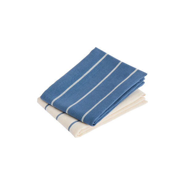 Outdoor Market Tea Towel, blue with beige stripe, HAY