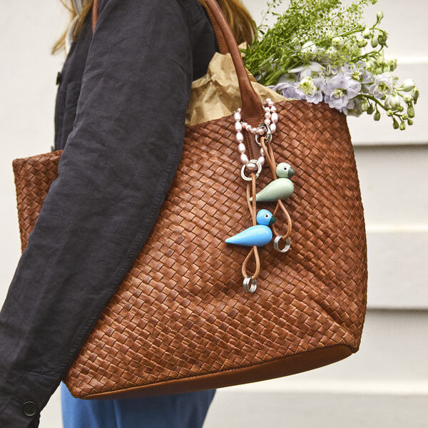 Fugl n&oslash;kkelring med naturl&aelig;r, bl&aring;, Kay Bojesen Denmark