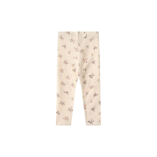 Wool Leggings Agi, 3130 eggshell flowers, Wheat