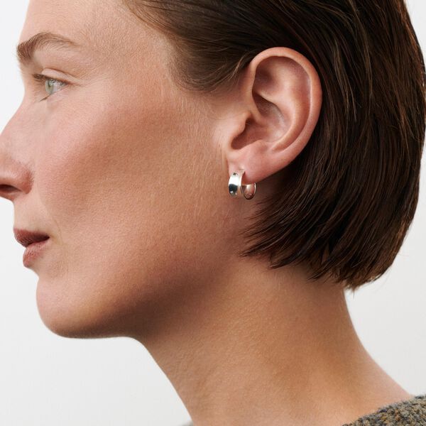 Reflection Hoops Small, s&oslash;lvbelagt, Pernille Corydon Jewellery