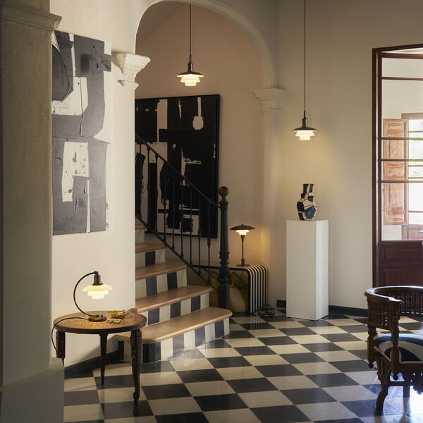 PH 3/2 Table Lamp, aged brass/opal glass, Louis Poulsen