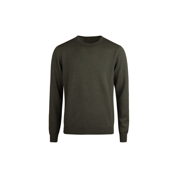 Strikket genser med rund hals, grønn, Stenströms