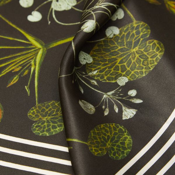 Green Striped Blossom silkeskjerf, smaragdgr&oslash;nn, Flora Danica Denmark