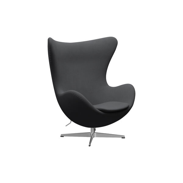 Egg&trade; 3316 loungestol, Christianshavn 1172 grey uni/satin brushed aluminium, Fritz Hansen