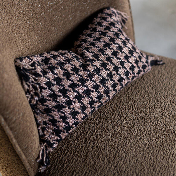 Clover putetrekk med frynser, svart/brun, Jakobsdals