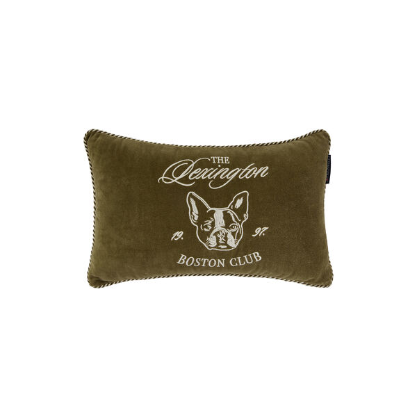 Boston Club Velvet Pillow | Olive/Lt Beige | Pynteputer, Lexington