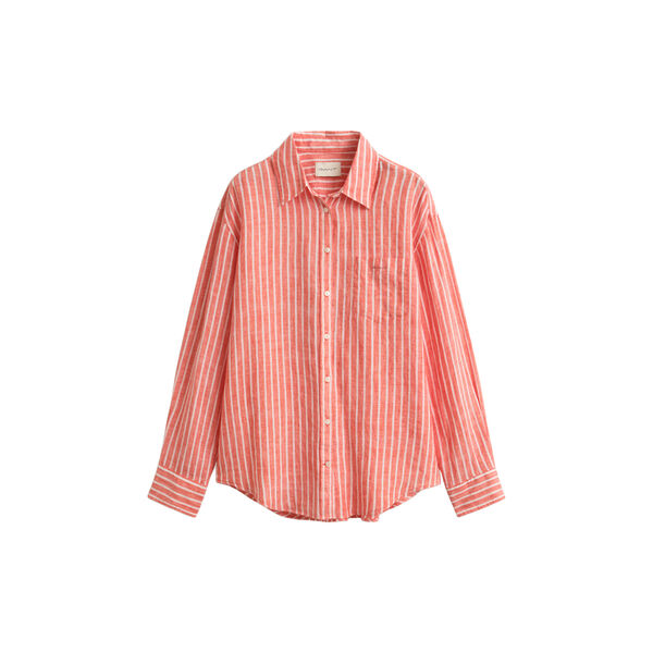 REL STRIPED LINEN LS SHIRT, perfect red, Gant